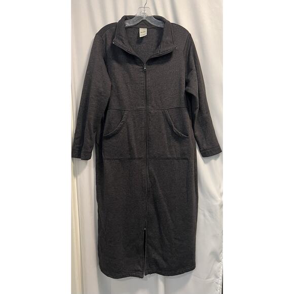 Blair | Women's Full Zip Dark Gray Sweatshirt Fleece Robe Pockets Cozy- Sz S - Picture 1 of 8